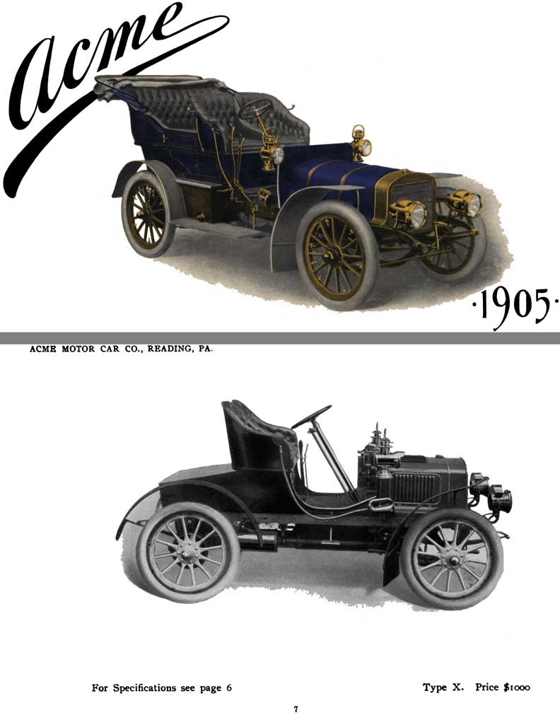 Acme 1905 - 1905 Acme Type VI, Type VIII, Type IX & Type X