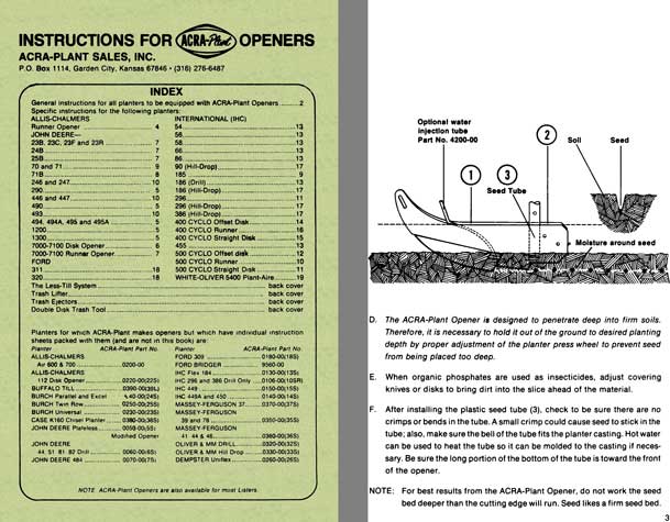 Acra-Plant - Instructions for Acra-Plant Openers - General Instructions for Mounting & Operating