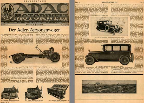 Adler 1929 - ADAC Motorwelt - Der Adler Personenwagen (In German)