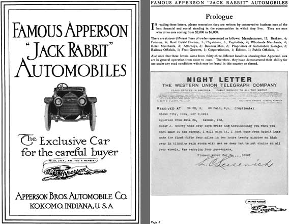 Apperson 1911 - Famous Apperson Jack Rabbit Automobiles