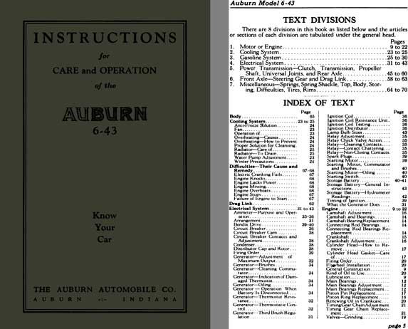 Auburn 1924 - Instructions Care and Operation of the Auburn 6-43