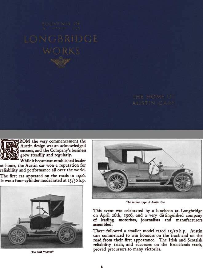 Austin 1927 - Souvenir of a Visit of Longbridge Works - The Home of Austin Cars