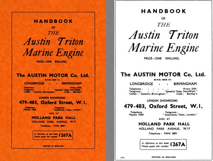 Austin 1936 - Handbook of the Austin Triton Marine Engine #1267A
