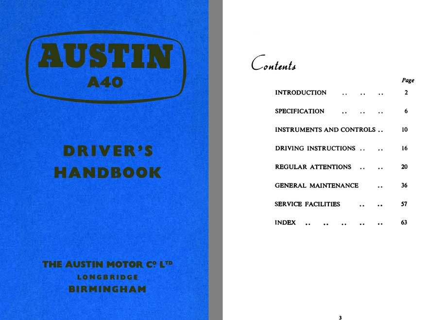 Austin 1959 - Austin A40 Driver's Handbook AKD1408