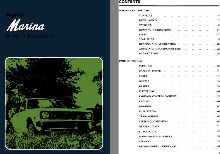 Austin 1974 - Austin Marina Driver's Handbook - AKD 8864 (2nd Edition)