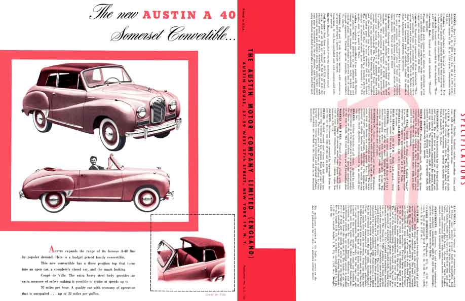 Austin A40 Somerset Convertible 1952 - The New Austin A40 Somerset Convertible