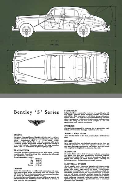 Bentley 1955 - Bentley 'S' Series Specifications Sheet