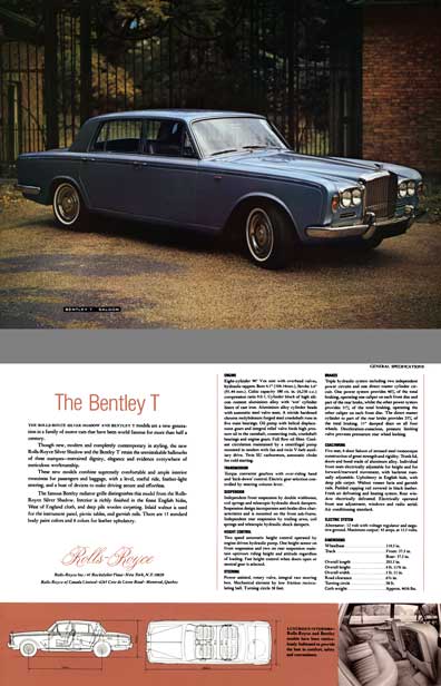 Bentley c1966 - Bentley T Saloon Spec Sheet