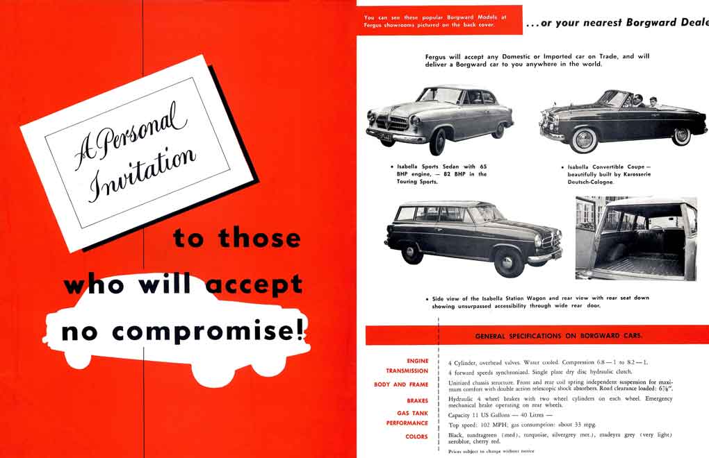 Borgward Isabella Invitation (c1959) - A Personal Invitation to those who will accept no compromise!