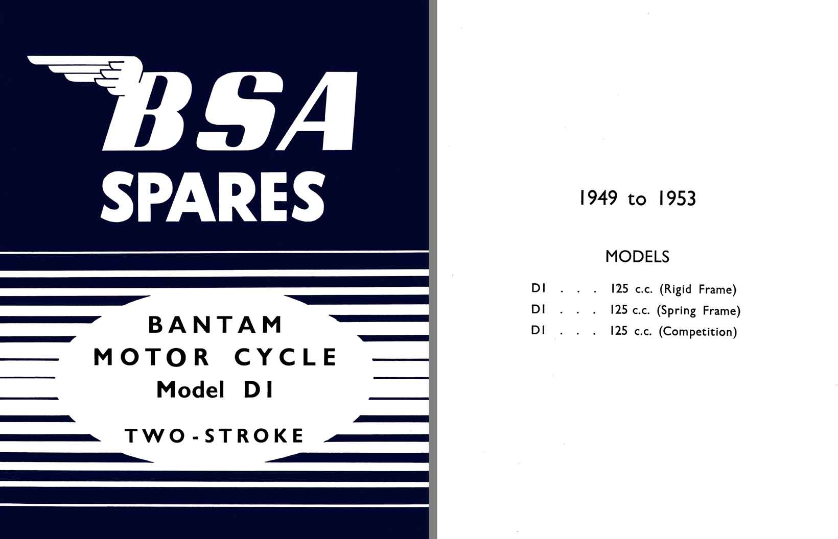 BSA Spares 1949 to 1953 - BSA Spares - Bantam Motor Cycle Model DI - Two-Stroke