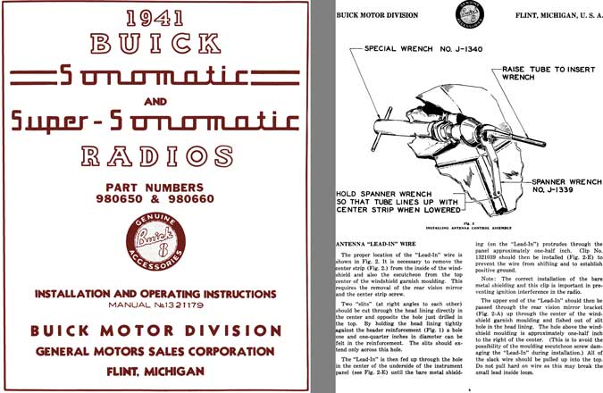 Buick 1941 - 1941 Buick Sonomatic and Super- Sonomatic Radios (Parts# 980650 & 980660)