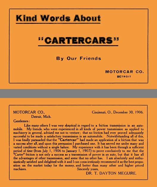 Cartercar 1907 - Kind Words About 