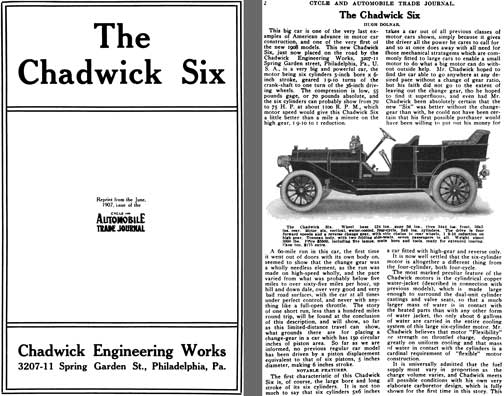 Chadwick 1908 - The Chadwick Six - Reprint from 1907 Cycle and Automobile Trade Journal
