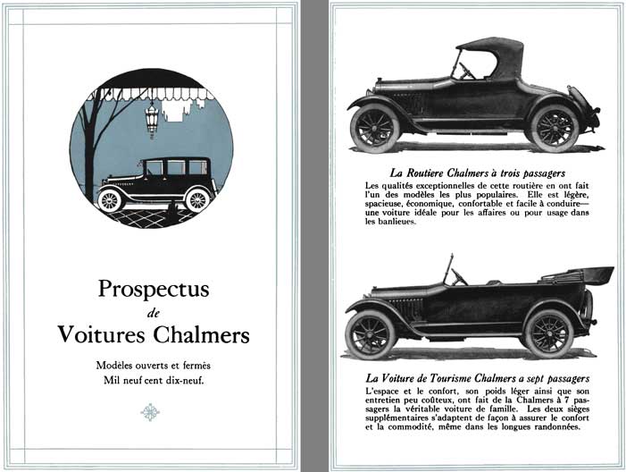 Chalmers 1919 - Prospectus de Voitures Chalmers (In French)