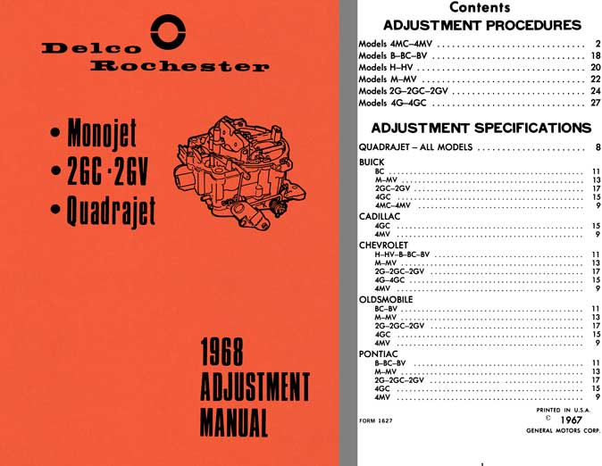 Delco Rochester 1968 - Delco Rochester 1968 Adjustment Manual (Monojet, 2GC - 2GV, Quadrajet)