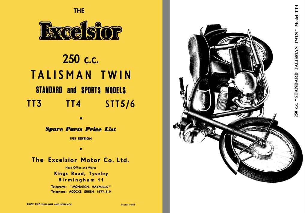 Talisman Twin Standard & Sport 1958 Excelsior - The Excelsior 250cc Talisman Twin TT3, TT4, STT5/6
