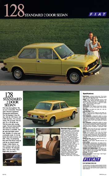 Fiat c1969 - Fiat 128 Standard 2 Door Sedan - Spec Sheet