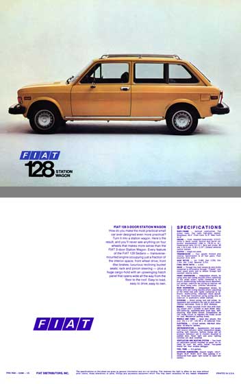 Fiat c1976 - Fiat 128 Station Wagon Spec Sheet