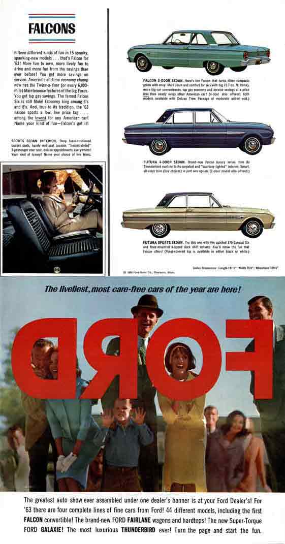 Ford 1963 - 4 Complete lines with 44 different models