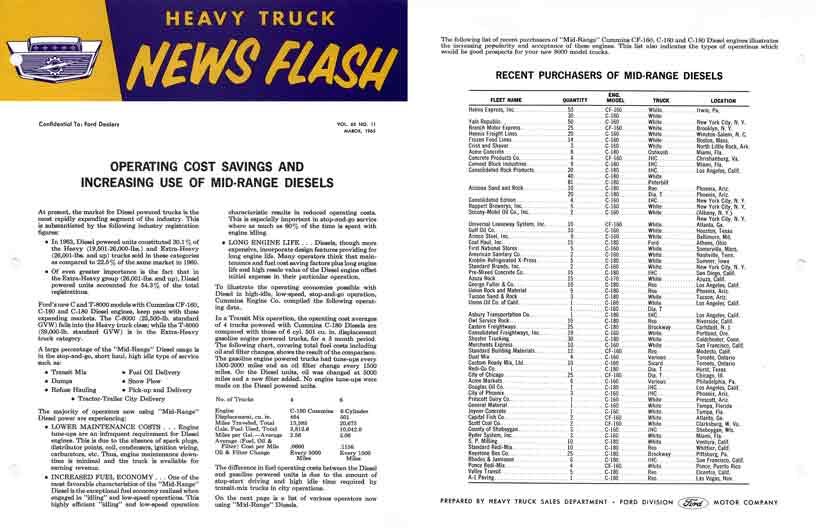 Ford 1965 Heavy Truck News Flash - Confidential To: Ford Dealers