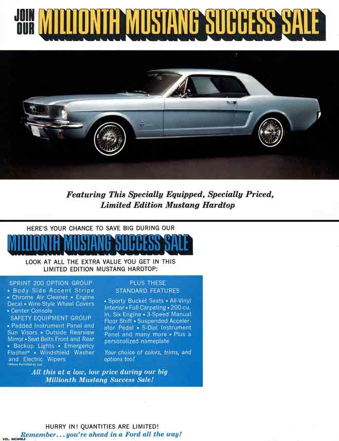 Ford Mustang 1966 - Join Our Millionth Mustang Success Sale