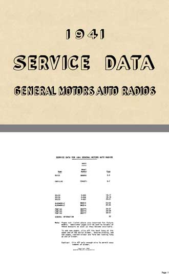 General Motors 1941 - 1941 Service Data General Motors Auto Radios