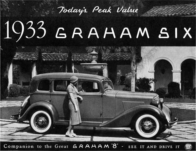 Graham Paige 1933 - Graham Paige Ad - Today's Peak Value 1933 Graham Six