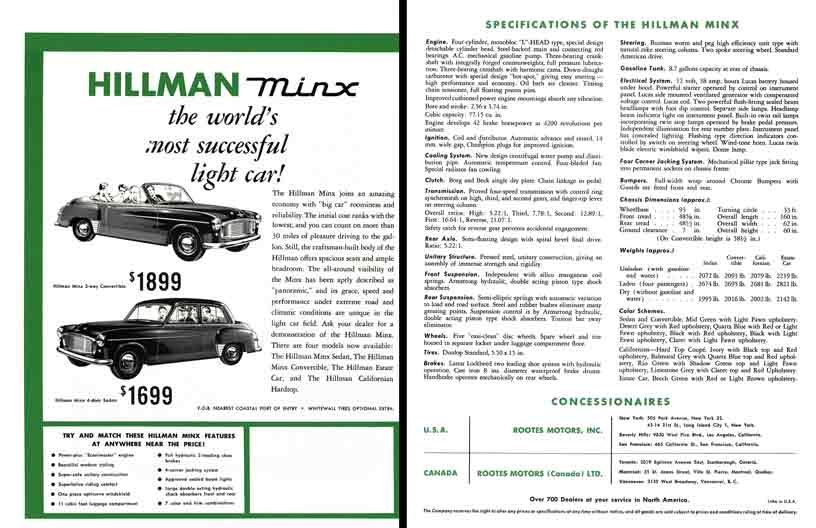 Minx 1954 Hillman - the world's most successful light car