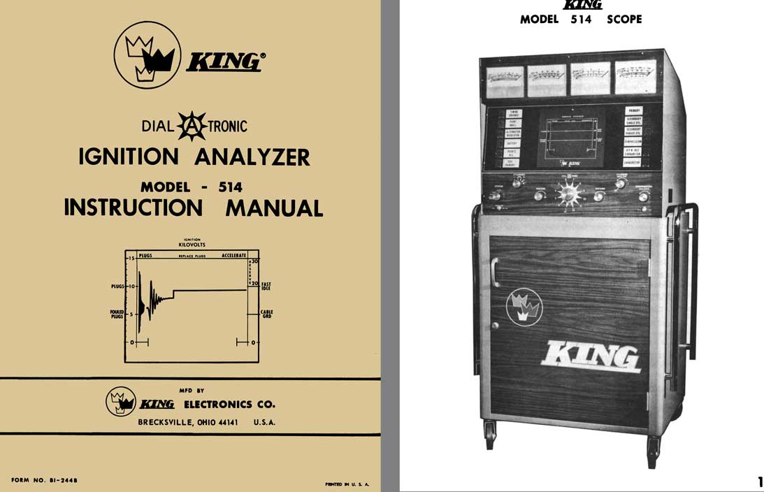King Dial A Tronic Ignition Analyzer Model  514 Instruction Manual
