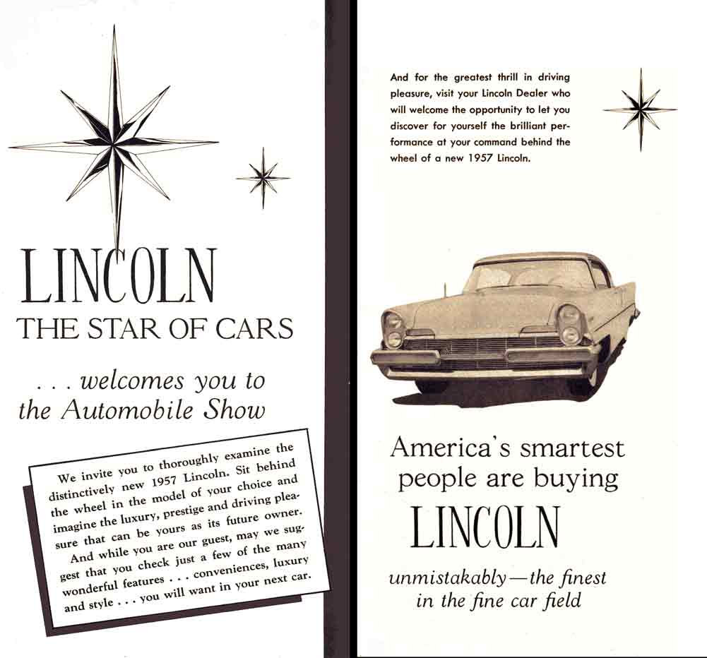 Lincoln 1957 - Lincoln The Star of the Cars - Welcomes you to the Automobile Show