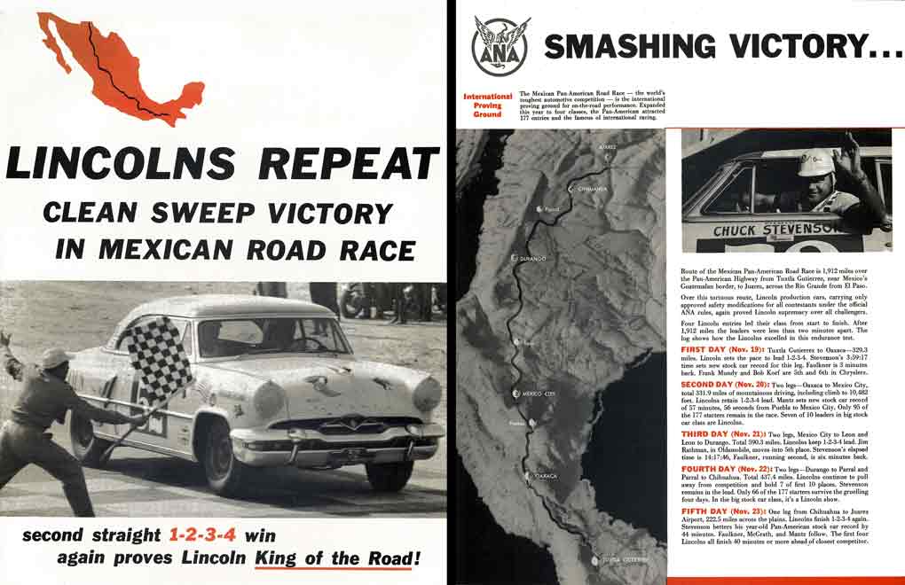 Lincoln Racing 1954 - Lincolns Repeat Clean Sweep Victory in Mexican Road Race