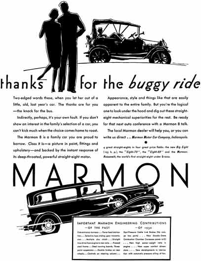 Marmon 1930 - Marmon Ad - thanks for the buggy ride - Marmon Eight