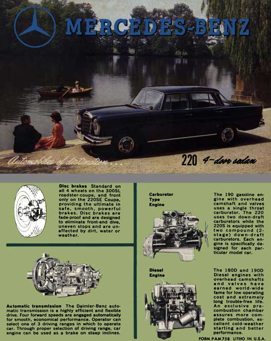 Mercedes-Benz c1960 - Mercedes-Benz Automobiles of Distinction�