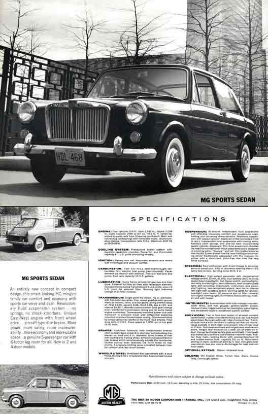 MG Sports Sedan (c1964) - Spec Sheet