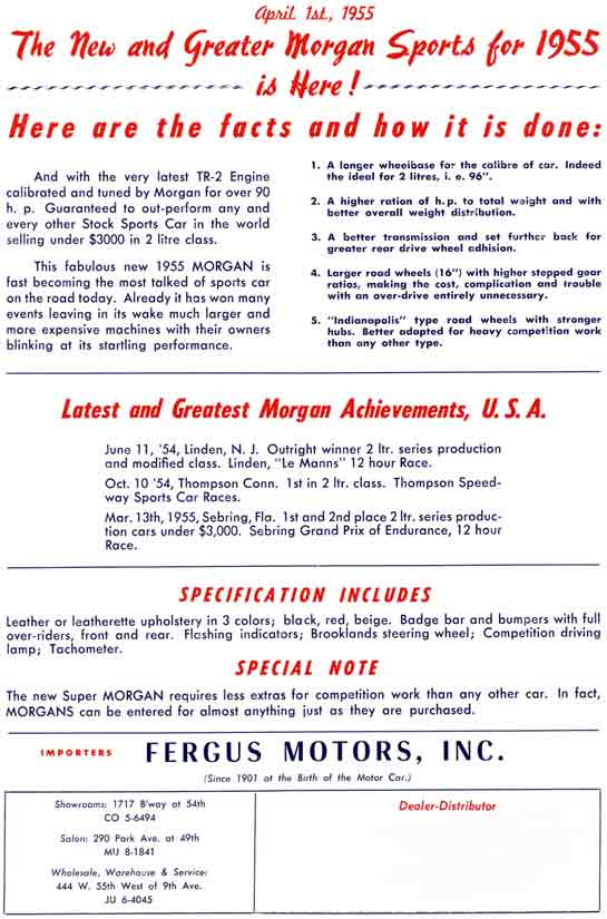Morgan 1955 - April 1st, 1955 - The New and Greater Morgan Sports for 1955 is Here!