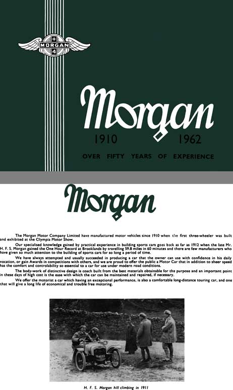 Morgan 1962 - Morgan 1910 - 1962 Over Fifty Years of Experience