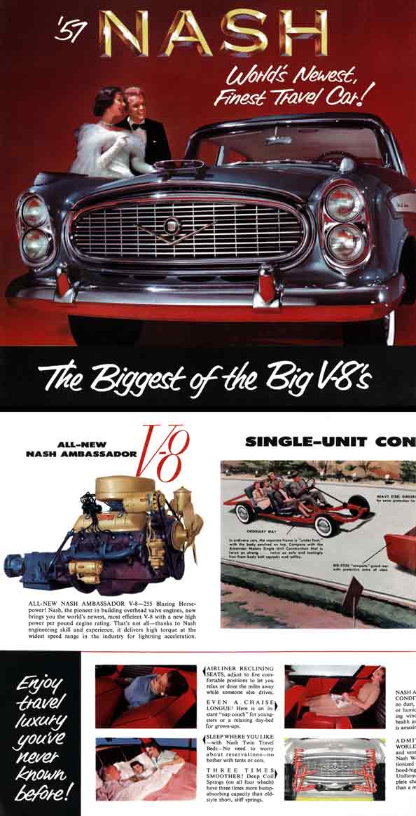 Nash 1957 - '57 Nash - World's Newest, Finest Travel Car! - The Biggest of the Big V8's