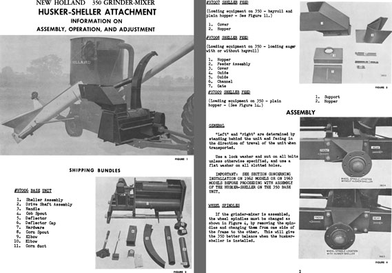 New Holland 350 Grinder-Mixer Husker-Sheller Attachment Info on Assembly, Operation and Adjustment