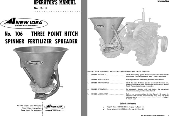 Regress Press -New Idea No. 106 Three Point Hitch Spinner Fertilozer