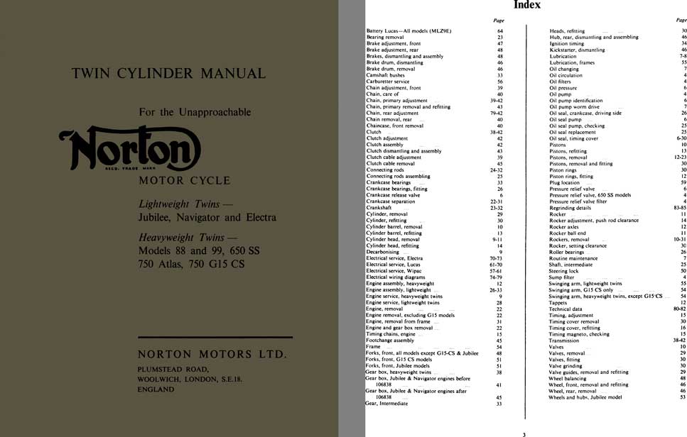 Norton Twin Cylinder Manual - For the Unapproachable Norton Motorcycle (c1951)