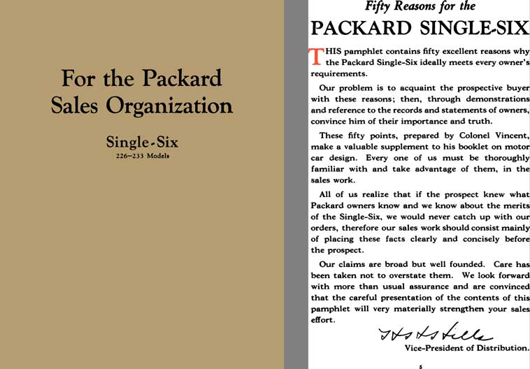 Packard 1924 - 1924 Packard Single Six (226 - 233 Models) - For the Packard Sales  Organization