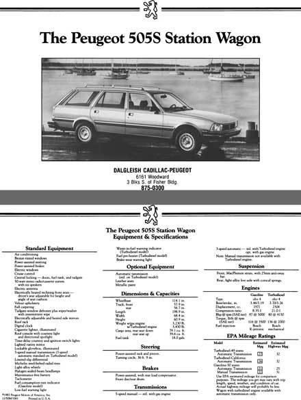 Peugeot 1983 - The Peugeot 505S Station Wagon