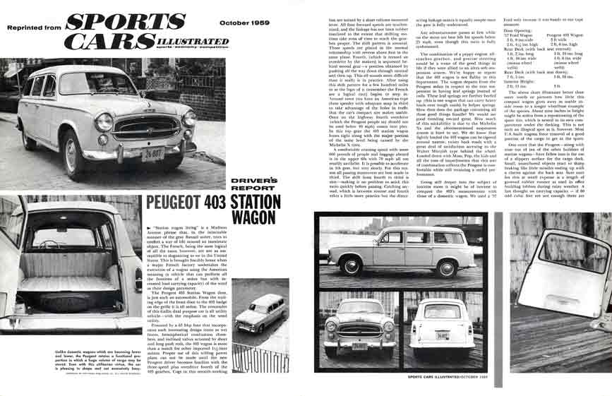 Sports Cars Illustrated Oct 1959 - Peugeot 403 Station Wagon 1959