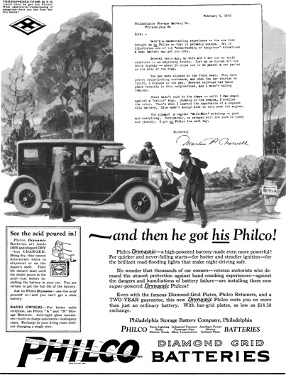 Philco 1925 - Philco Ad - ~ and then he got his Philco!  Philco Batteries