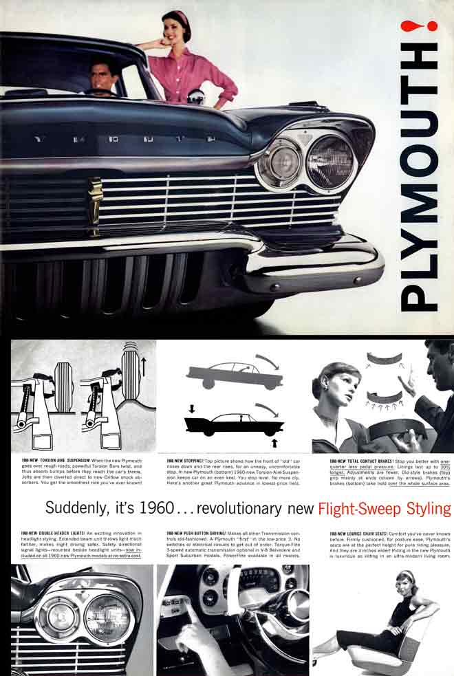 Plymouth 1960 - Suddenly, it's 1960 revolutionary new Flight Sweep Styling