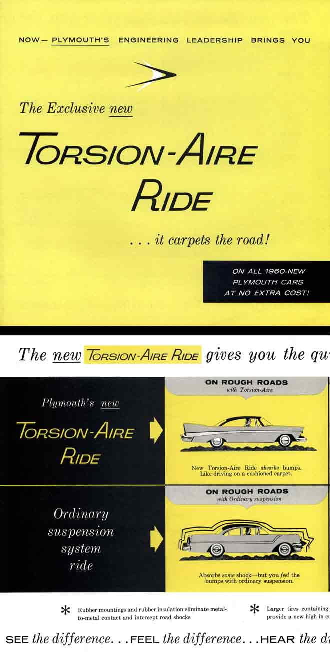 Plymouth 1960 Torsion Aire Ride - The Exclusive new Torsion-Aire Ride - it carpets the road!