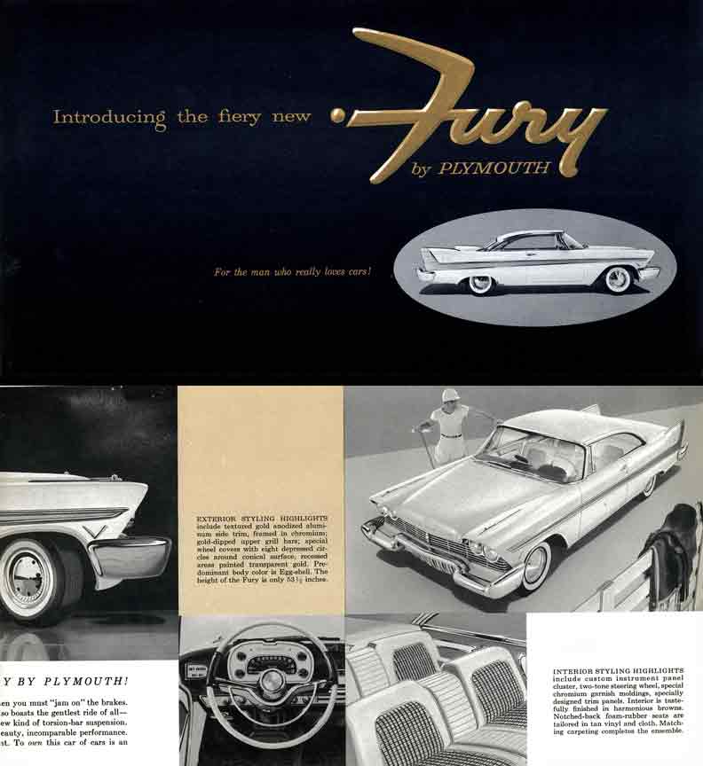 Fury 1957 Plymouth - Introducing the fiery new Fury by Plymouth - For the man who really loves cars!