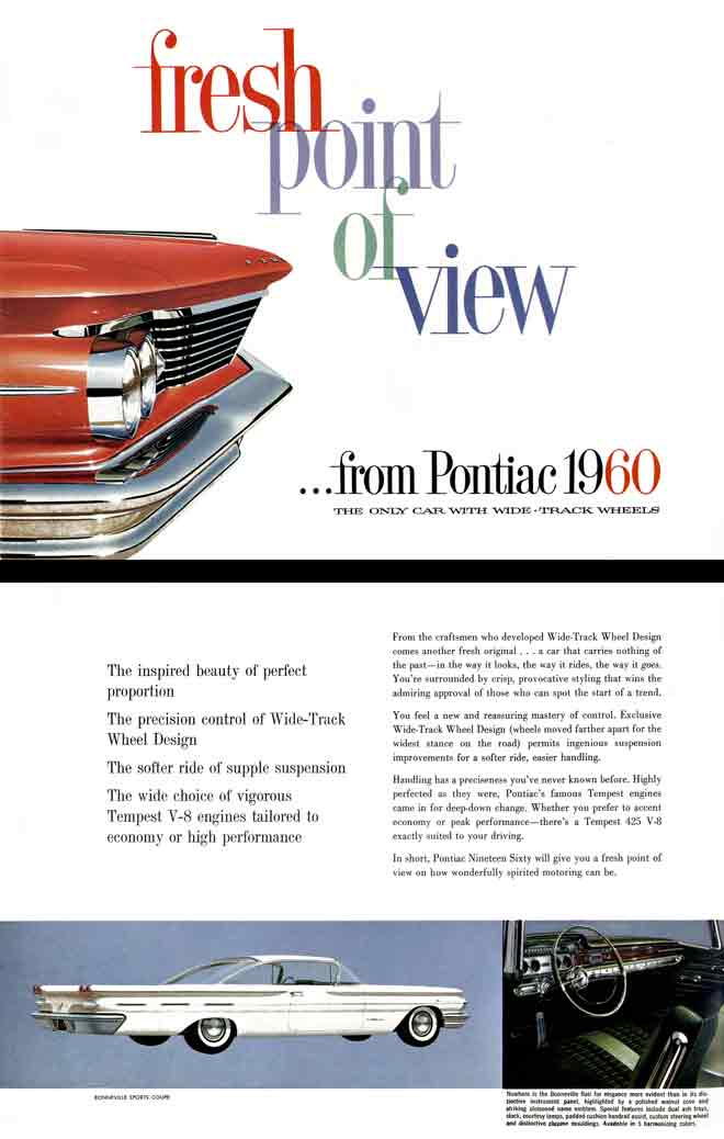 Pontiac 1960 - fresh point of view from Pontiac 1960 - the only car with wide track wheels