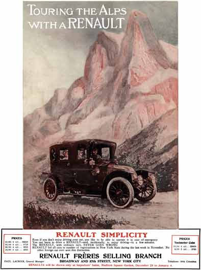 Renault c1919 - Renault Ad - Touring the Alps with a Renault - Renault Simplicity