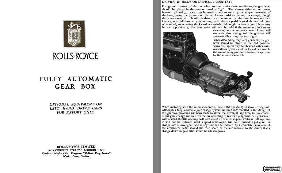 Rolls Royce 1953 - Rolls-Royce Fully Automatic Gear Box